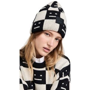 ACNE STUDIOS KURI FACE CHECKERBOARD WOOL BEANIE